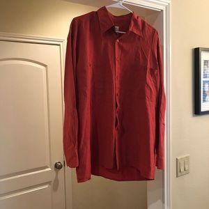 Burnt orange silk button up